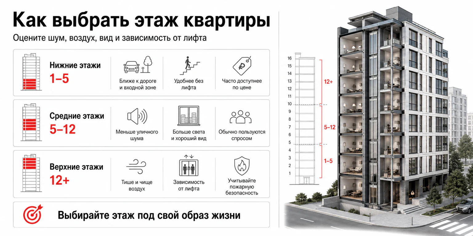 Инфографика: как выбрать этаж квартиры Инфографика: как выбрать этаж квартиры