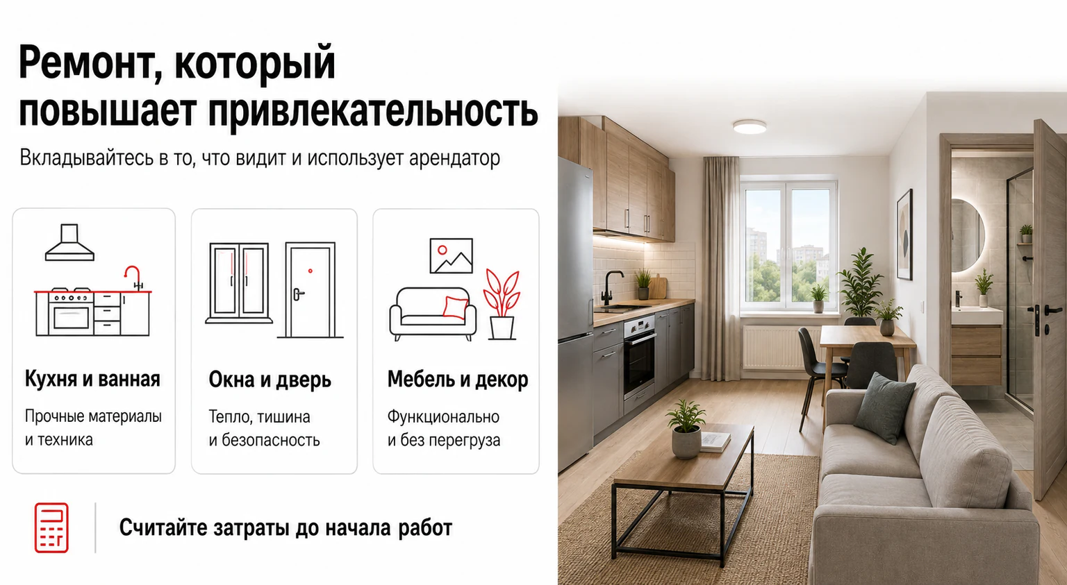 Инфографика: ремонт, который повышает привлекательность квартиры для арендатора