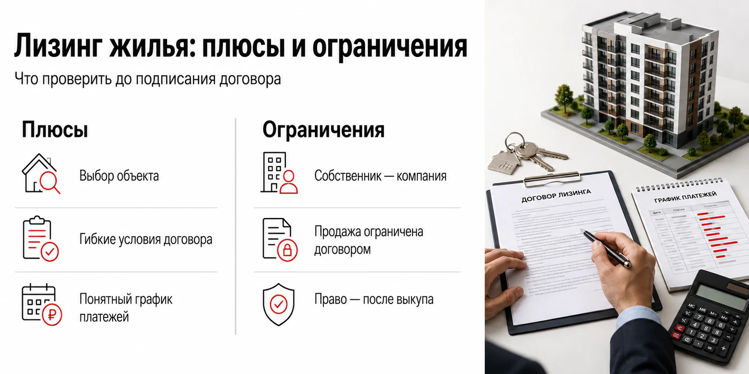 Инфографика: плюсы и ограничения лизинга жилья