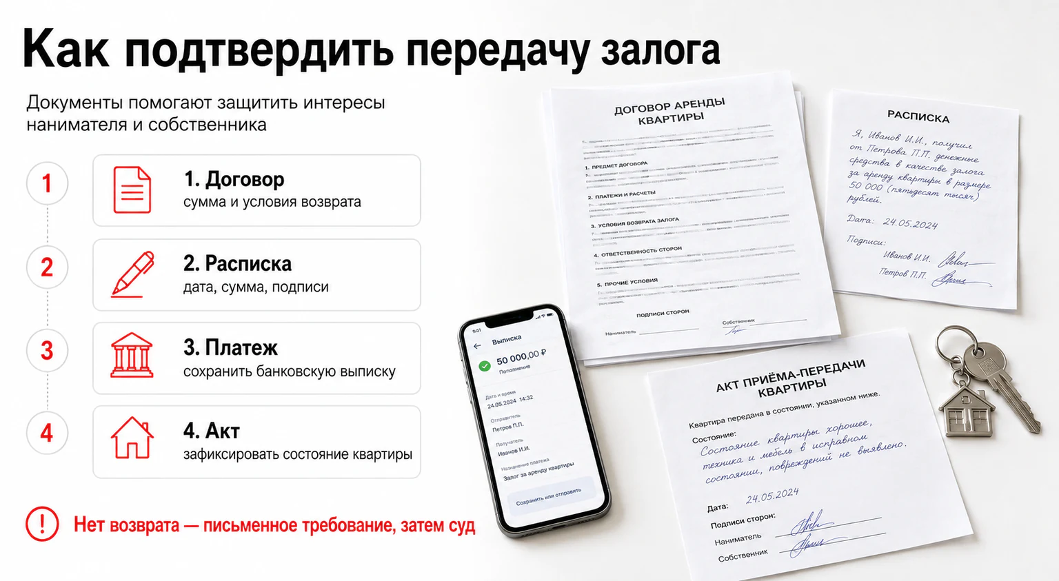 Инфографика: документы для подтверждения передачи залога