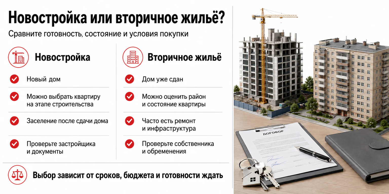 Инфографика: новостройка или вторичное жильё