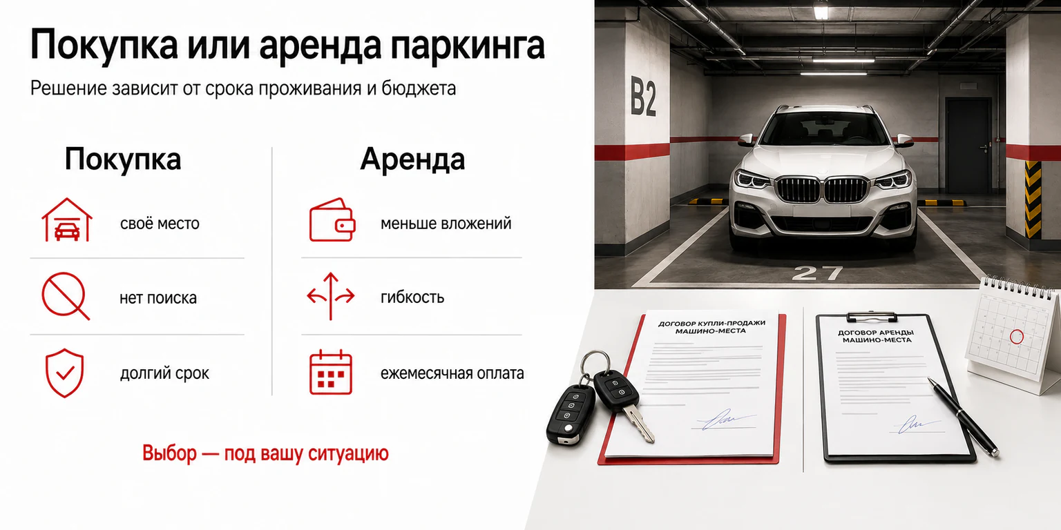 Инфографика: покупка или аренда парковочного места
