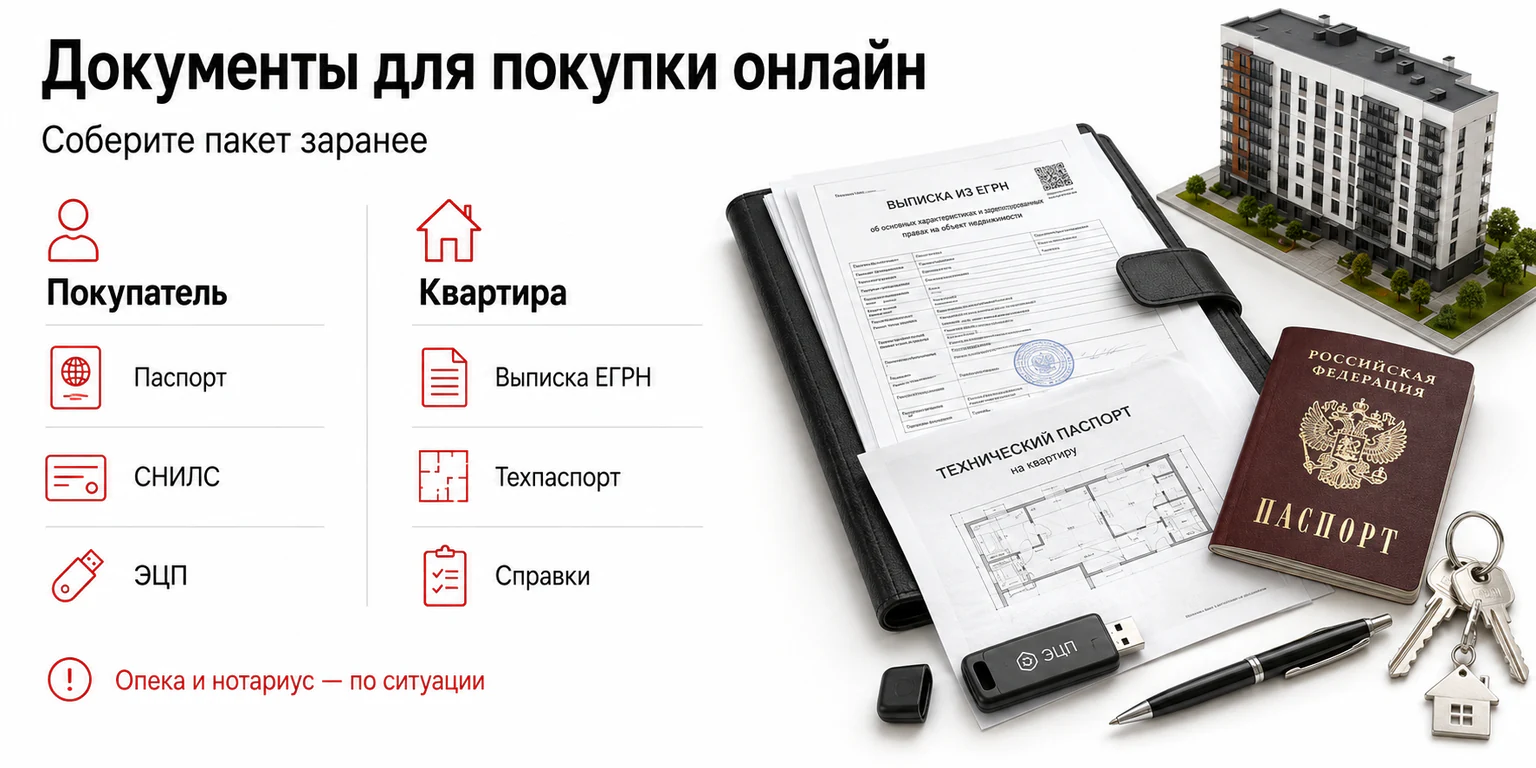 Инфографика: документы для покупки квартиры онлайн