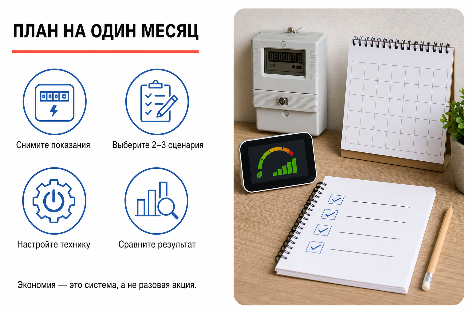 План экономии электроэнергии на один месяц