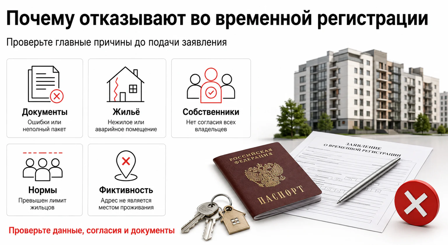 Инфографика: причины отказа во временной регистрации