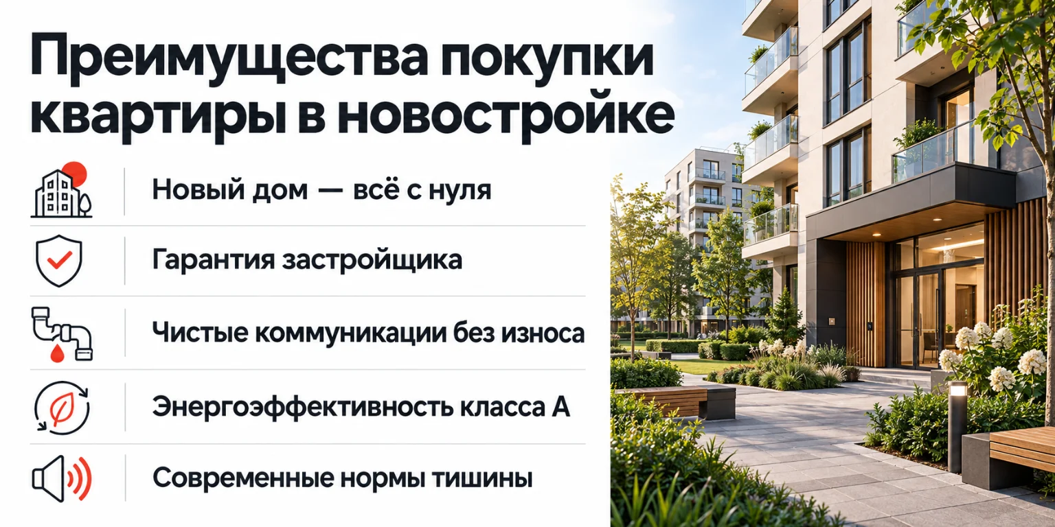 Инфографика: преимущества квартиры в новостройке