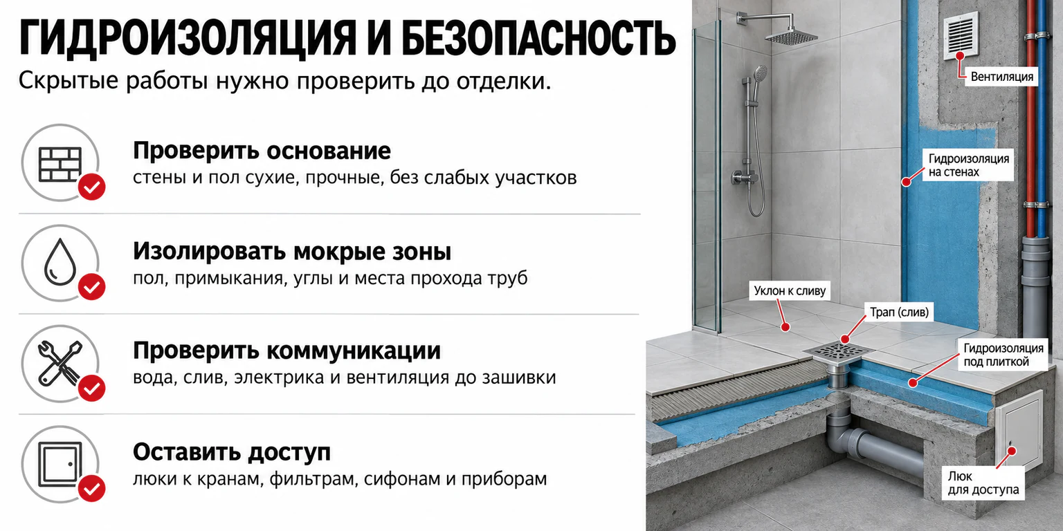 Гидроизоляция и безопасность в ванной комнате
