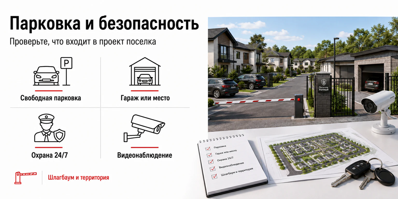 Инфографика: парковка и безопасность в малоэтажном посёлке