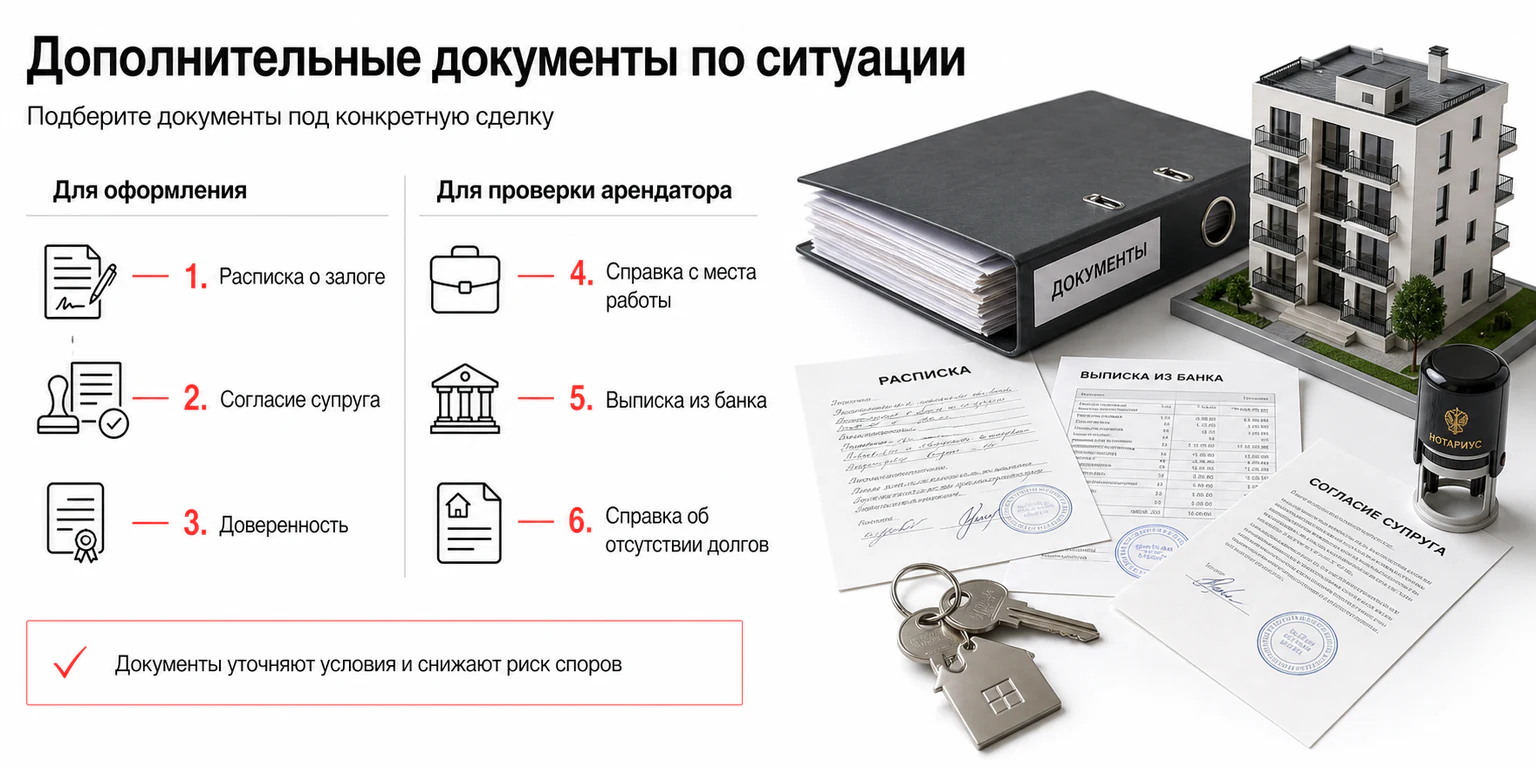 Инфографика: дополнительные документы для аренды квартиры