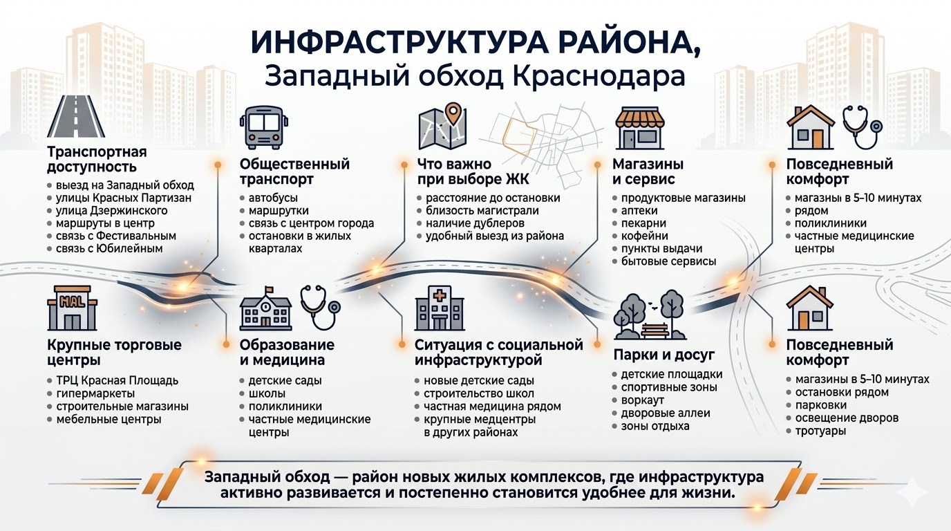 Инфраструктура района Западный обход Краснодара