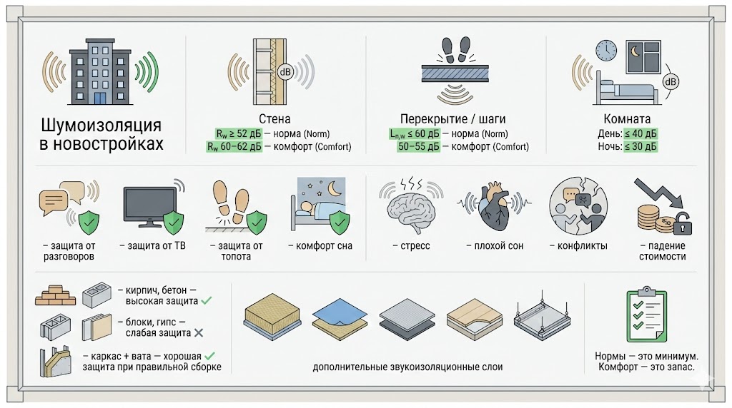 Требования к шумоизоляции в новостройках