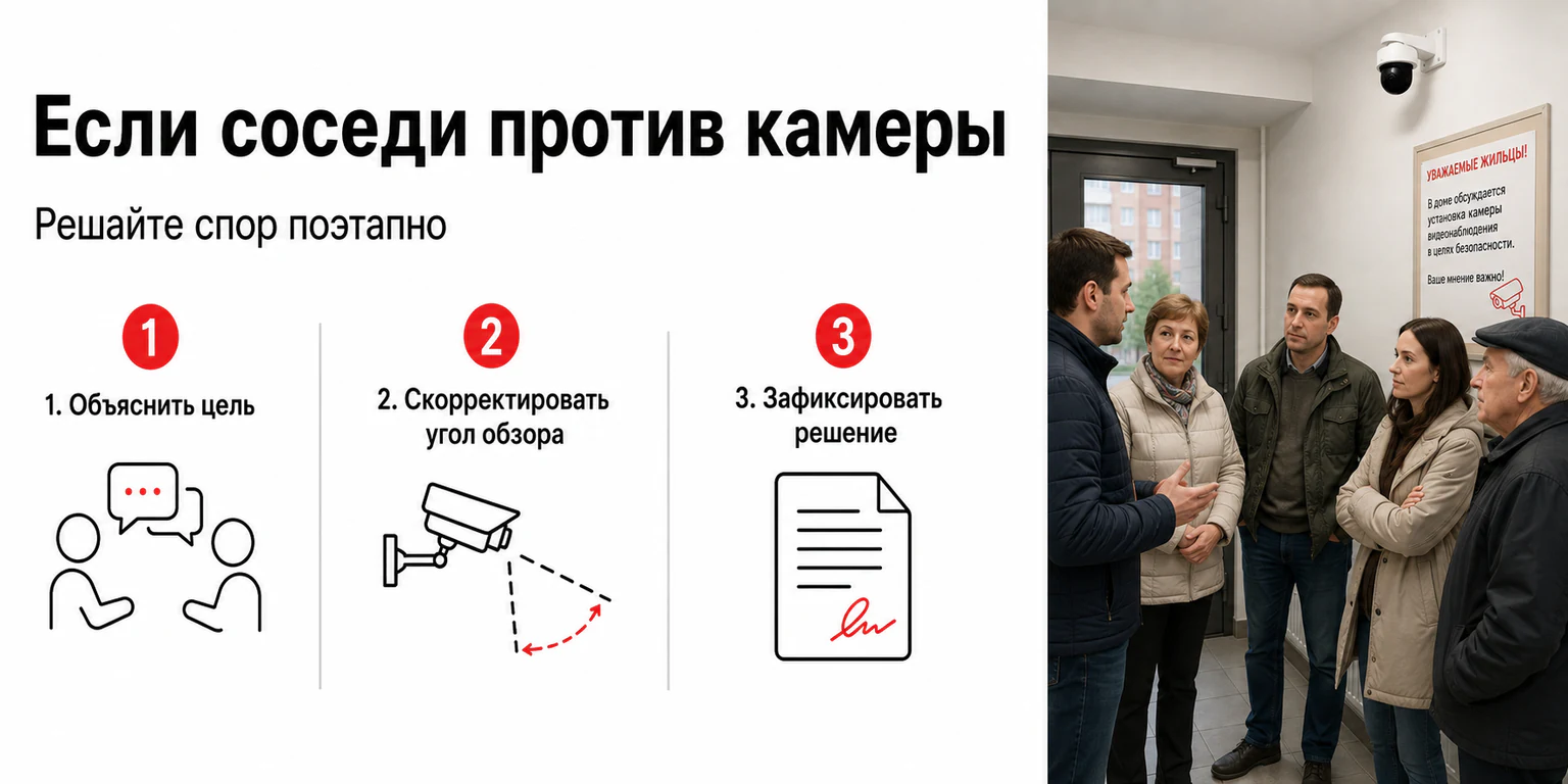 Инфографика: что делать, если соседи против камеры в подъезде