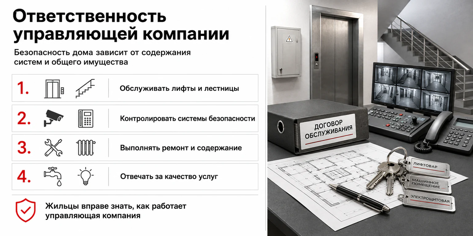 Инфографика: ответственность управляющей компании за безопасность дома