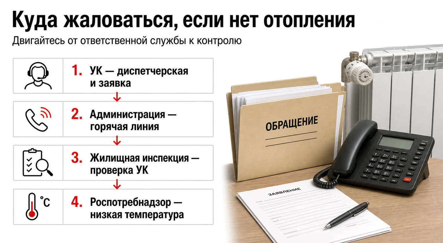 Куда жаловаться, если нет отопления Инфографика: куда жаловаться, если нет отопления