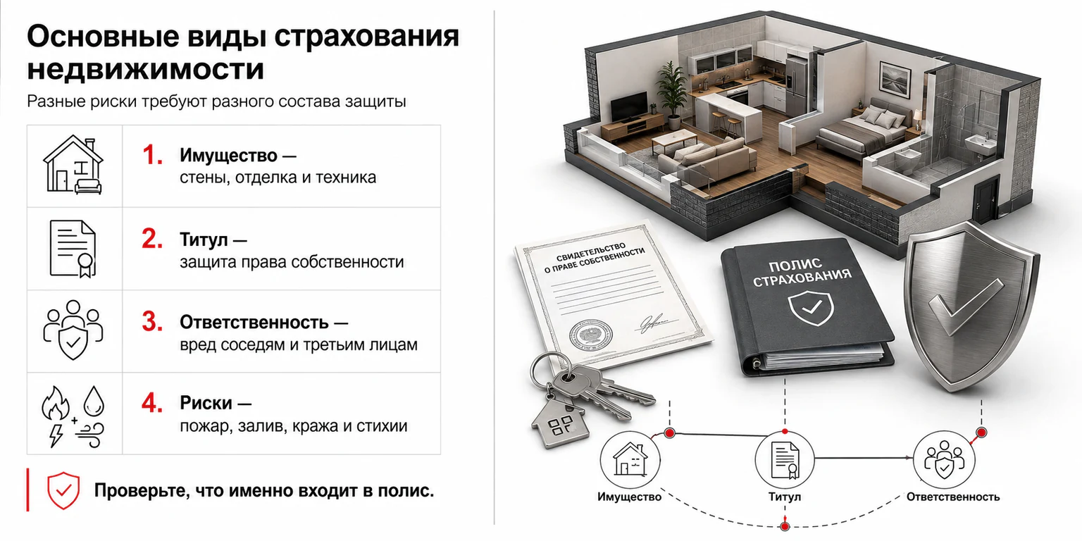 Инфографика: основные виды страхования недвижимости