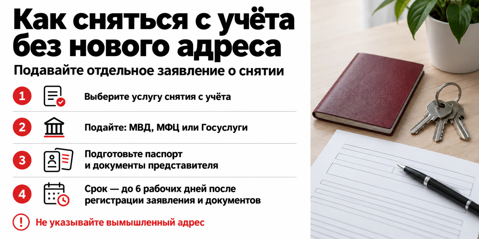 Порядок снятия с регистрационного учёта без нового адреса