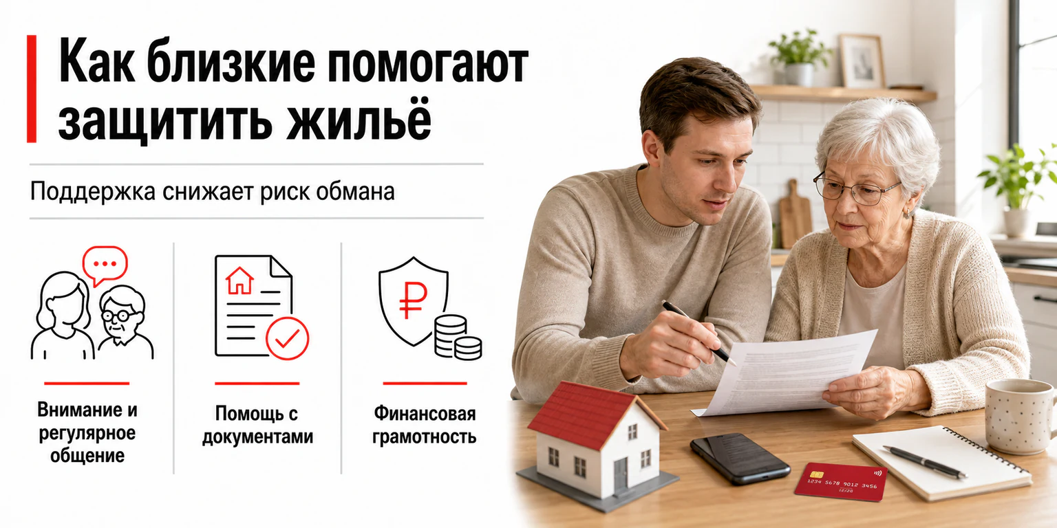 Инфографика: как близкие помогают защитить жильё пенсионера Инфографика: как близкие помогают защитить жильё пенсионера