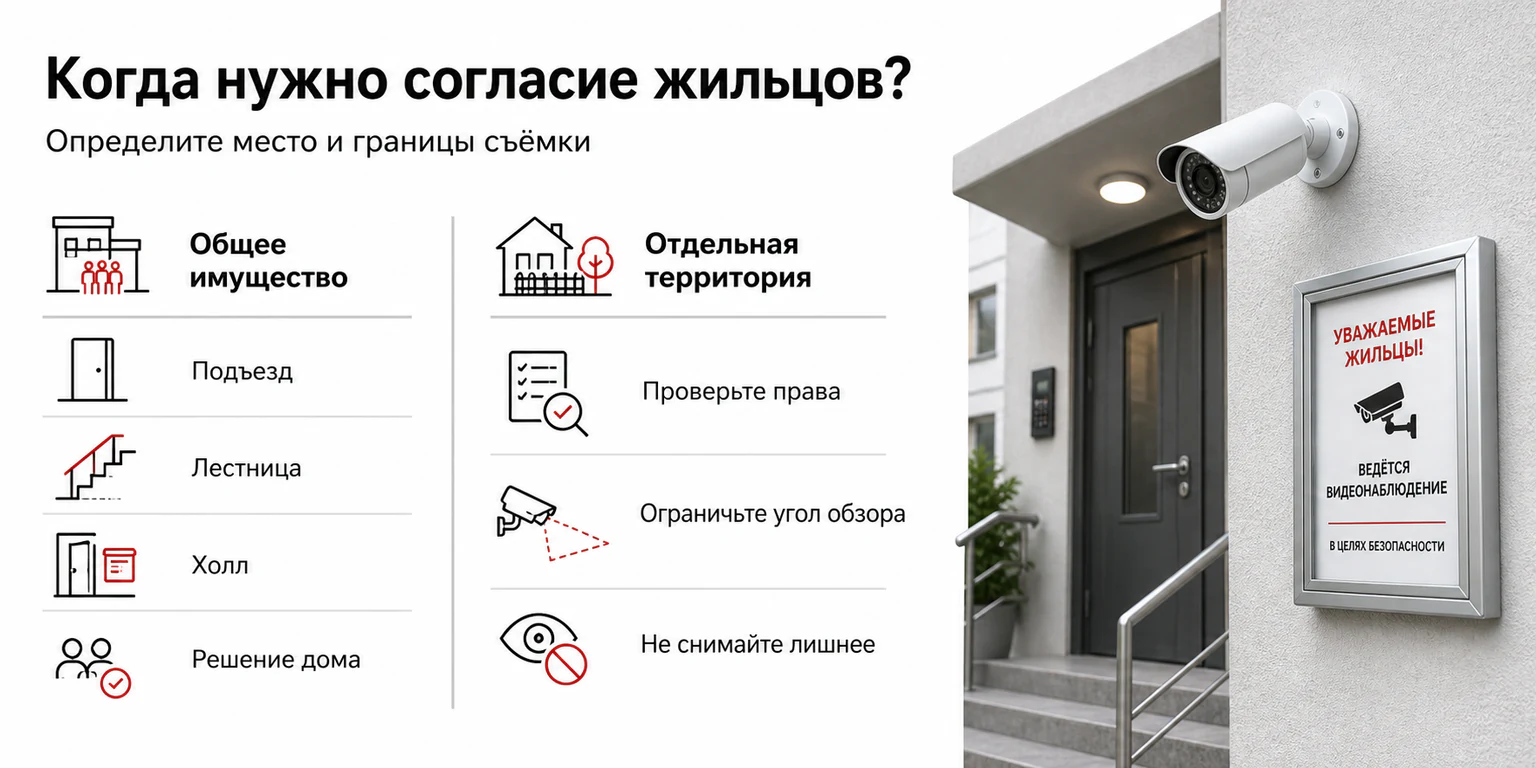 Инфографика: когда нужно согласие жильцов на видеокамеру