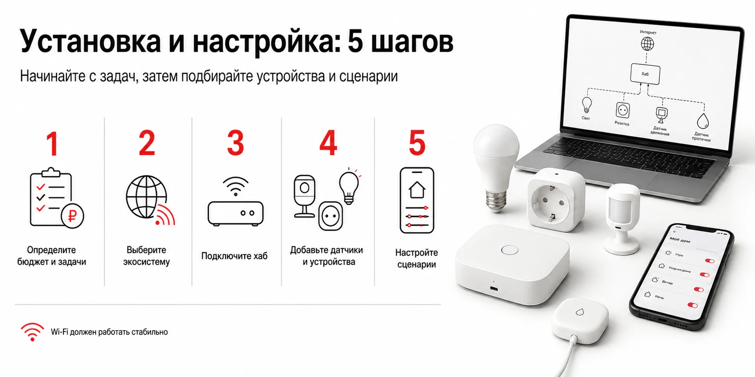Инфографика: установка и настройка умного дома