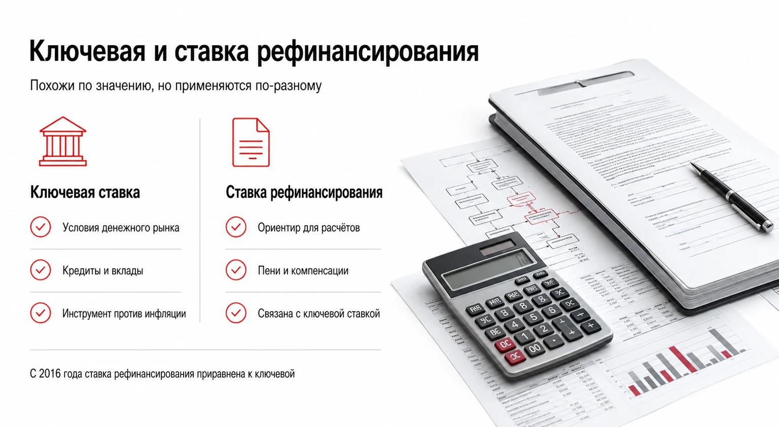Инфографика: отличие ключевой ставки от ставки рефинансирования