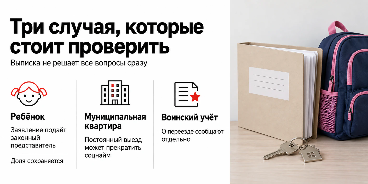 Особые правила выписки ребёнка, выезда из муниципальной квартиры и воинского учёта