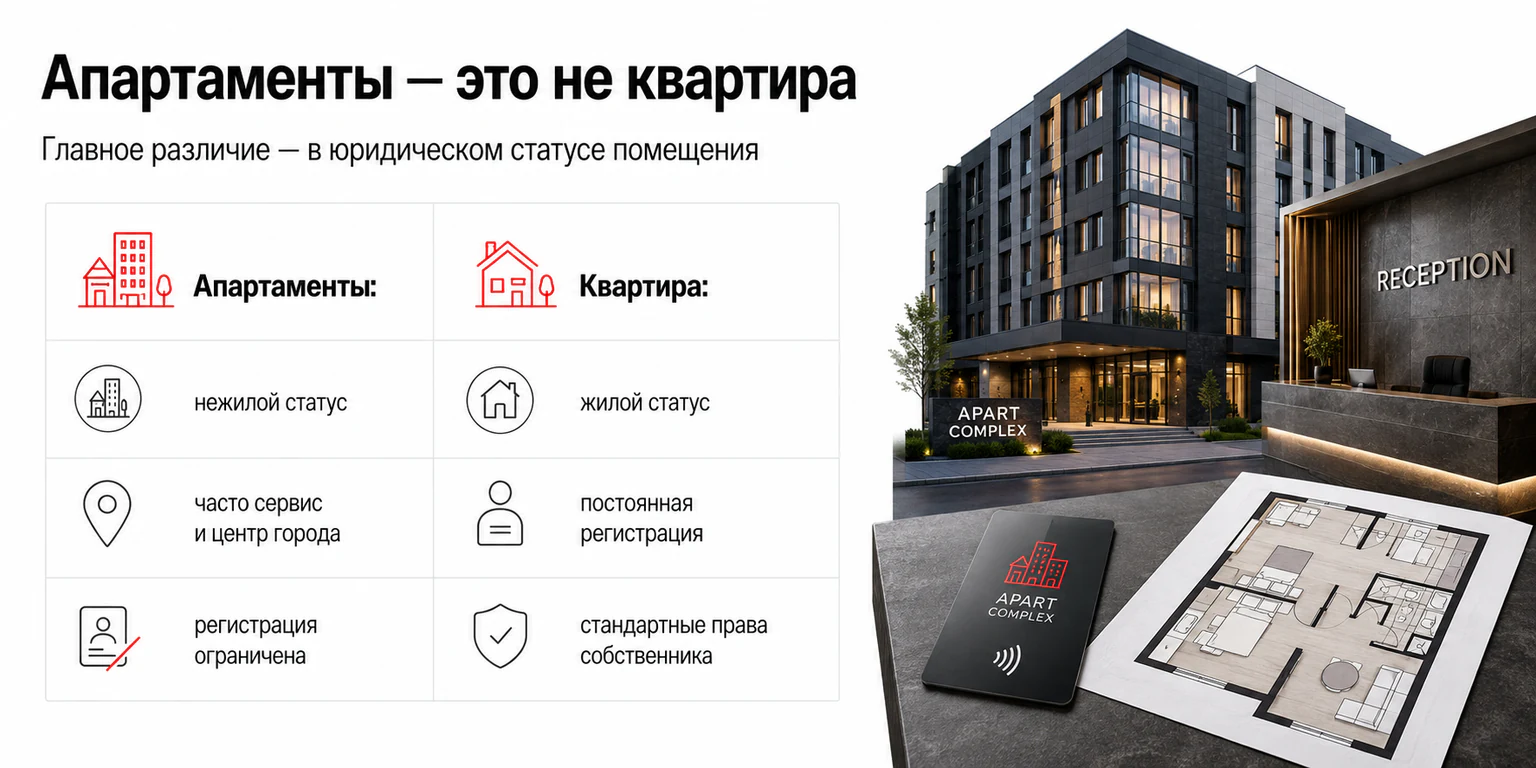 Инфографика: апартаменты и квартира — главное отличие