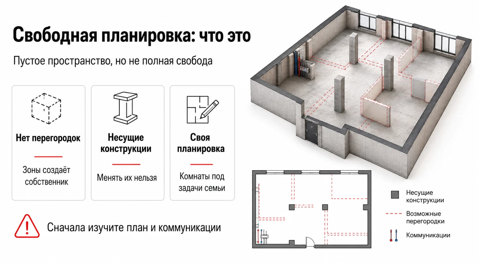 Инфографика: что такое квартира со свободной планировкой Инфографика: что такое квартира со свободной планировкой