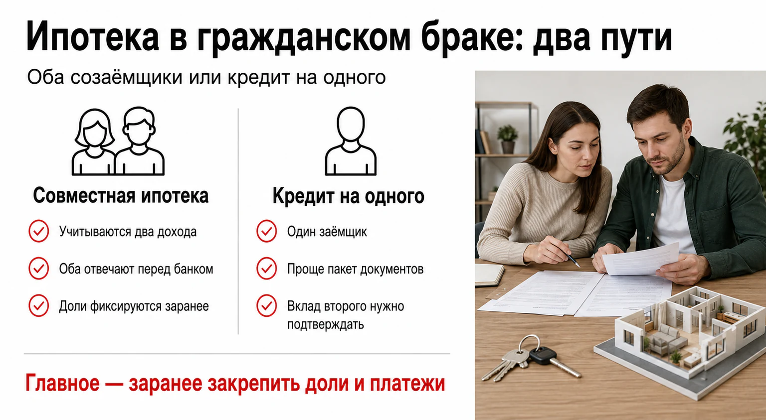 Инфографика: варианты оформления ипотеки в гражданском браке