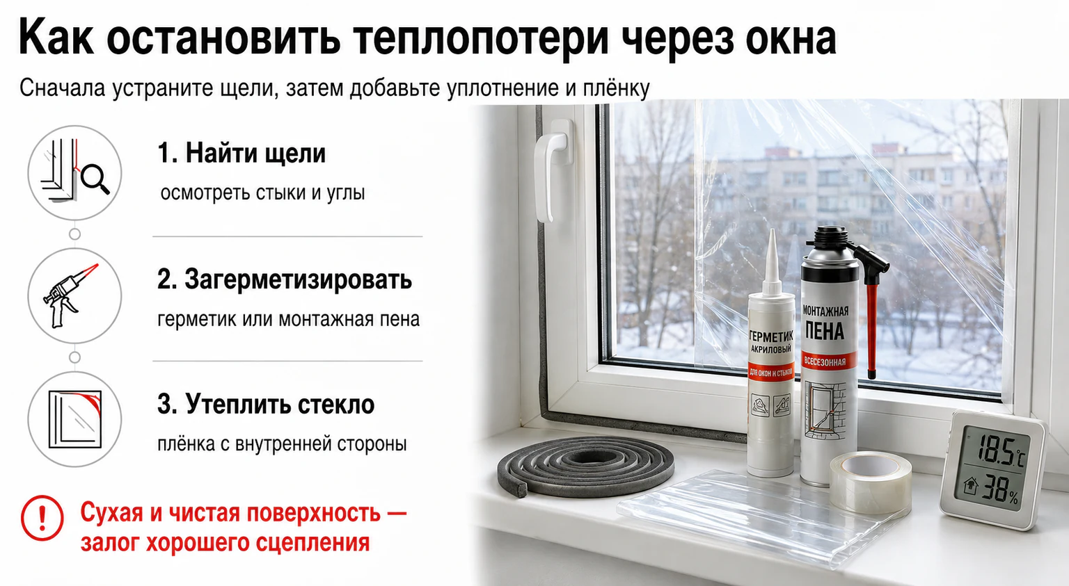 Как остановить теплопотери через окна Инфографика: как устранить теплопотери через окна