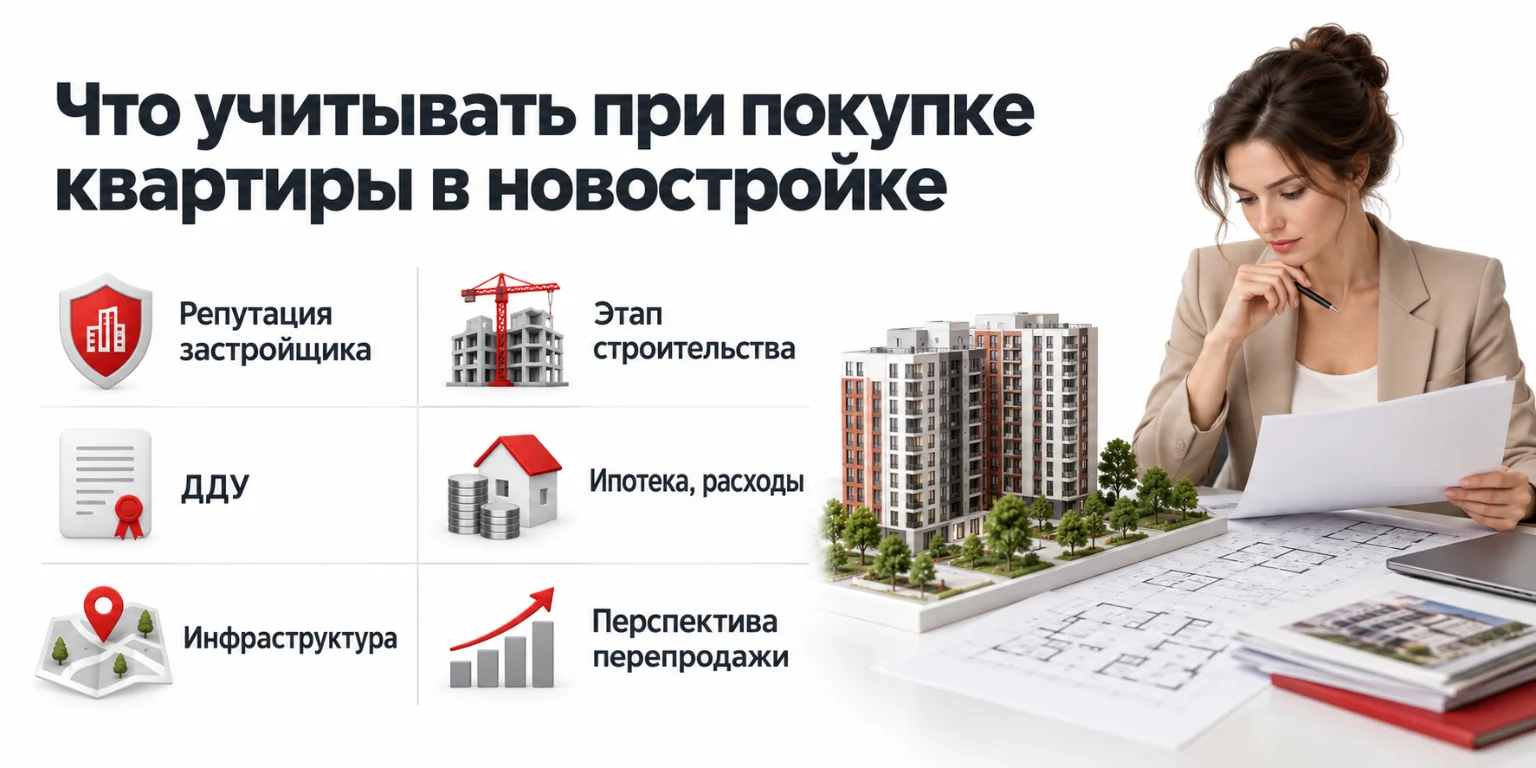 Инфографика: что учитывать при покупке квартиры в новостройке