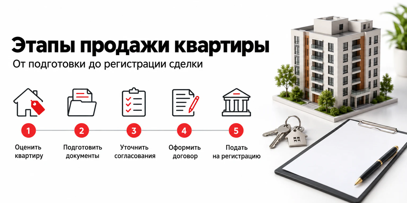 Этапы продажи квартиры с маткапиталом: оценка, документы, согласования, договор и регистрация