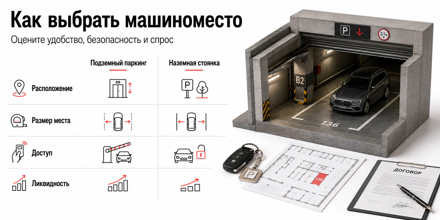 Инфографика: как выбрать парковочное место в новостройке