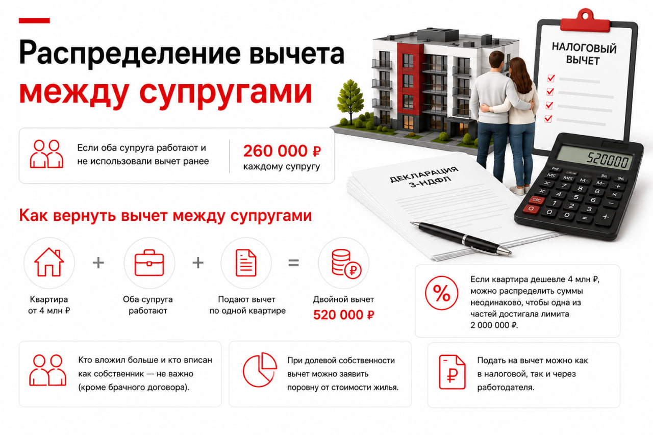 Распределение вычета между супругами