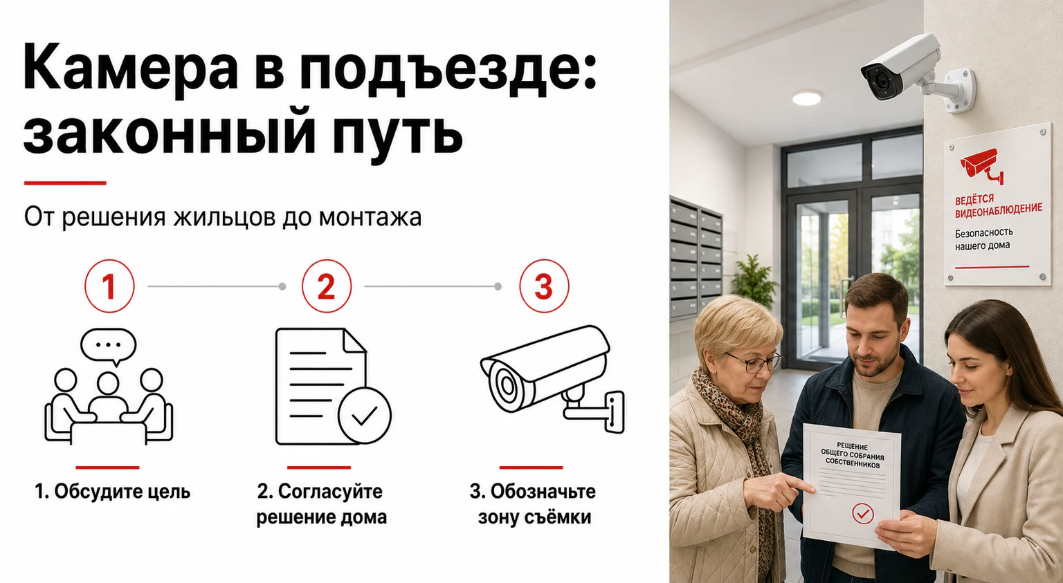 Инфографика: законный путь установки камеры в подъезде