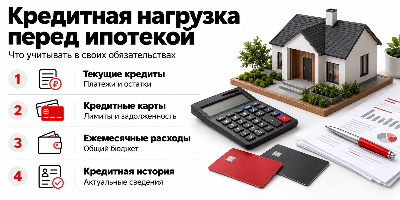 Инфографика: кредиты, карты и расходы при оценке кредитной нагрузки