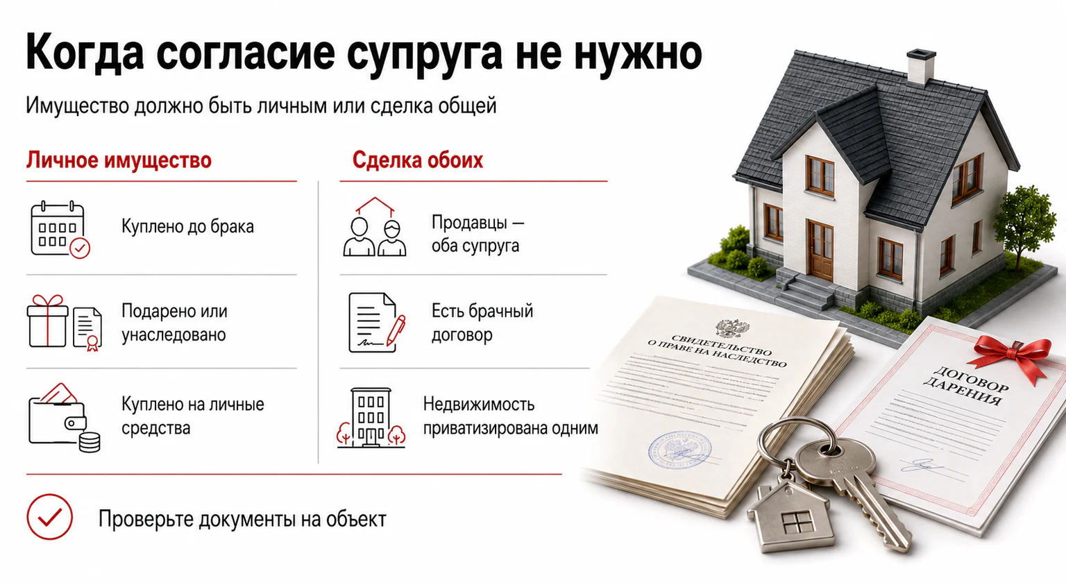 Инфографика: когда согласие супруга на сделку не нужно