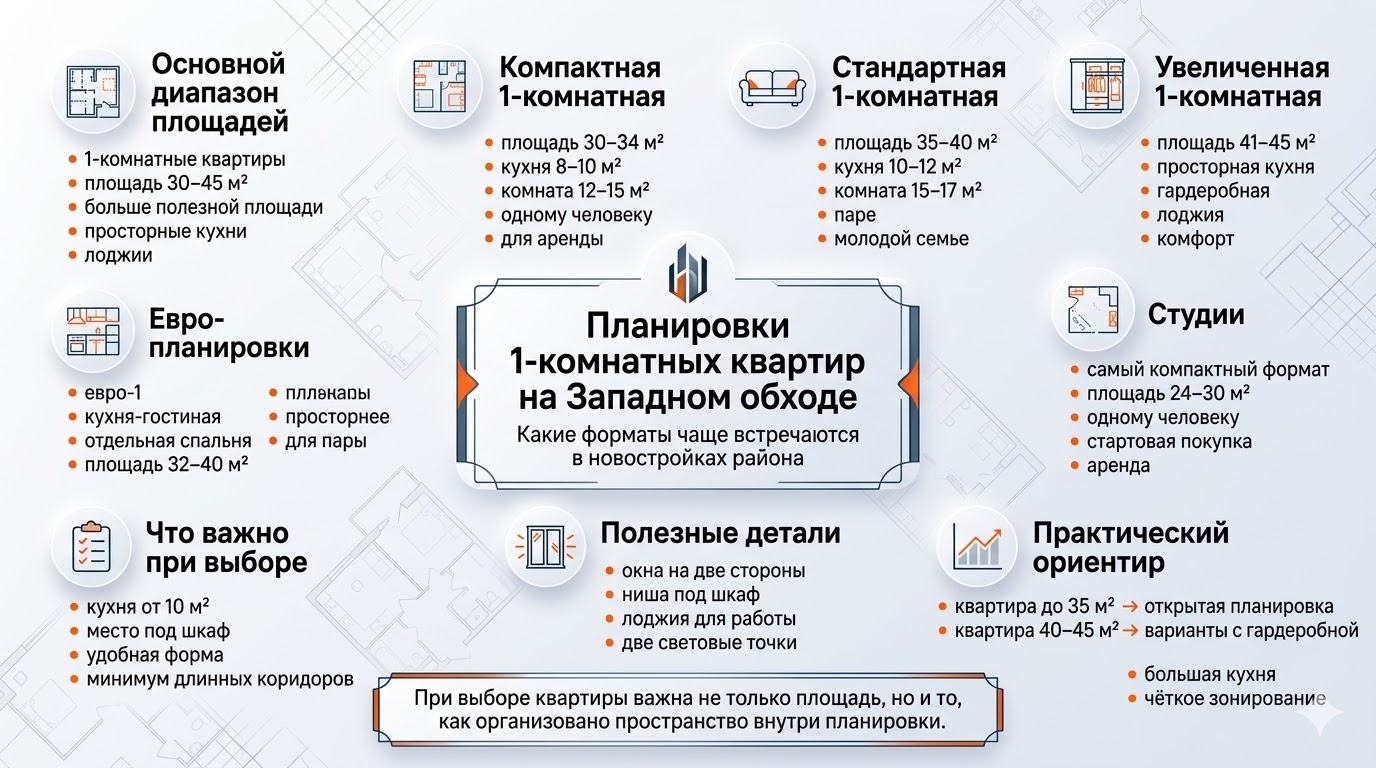 Варианты планировок однокомнатных квартир