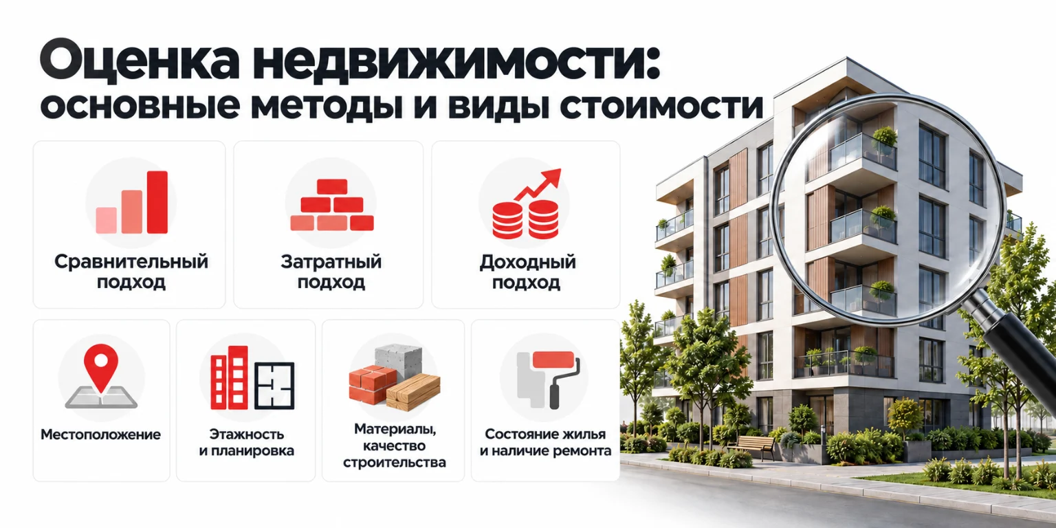 Инфографика: методы и факторы оценки недвижимости