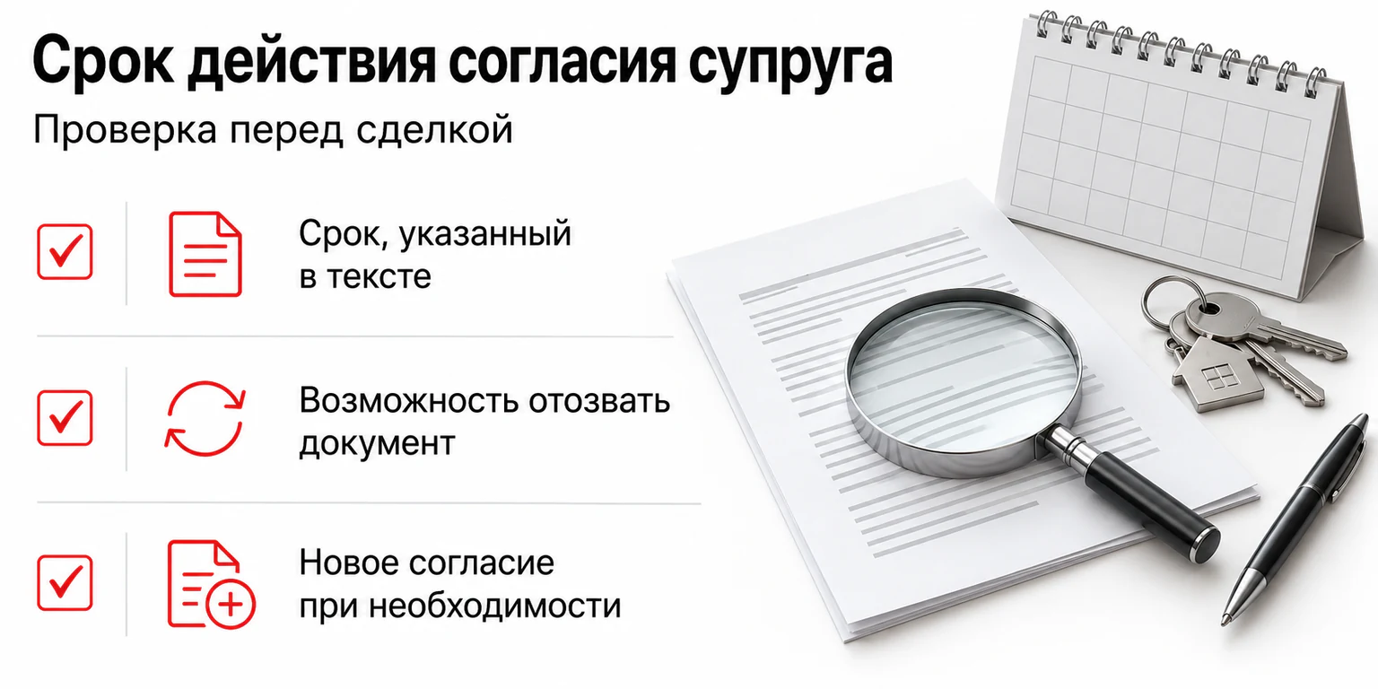 Инфографика: проверка срока действия согласия супруга