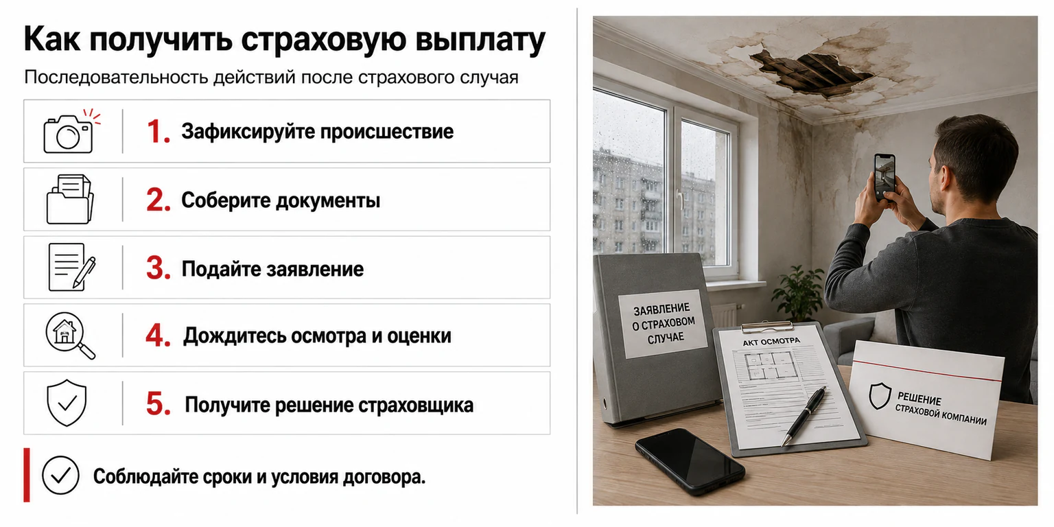 Инфографика: получение страховой выплаты Инфографика: получение страховой выплаты