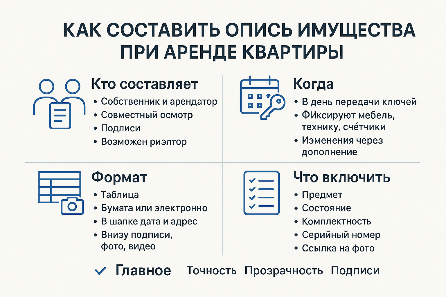 Как составить опись имущества при аренде квартиры