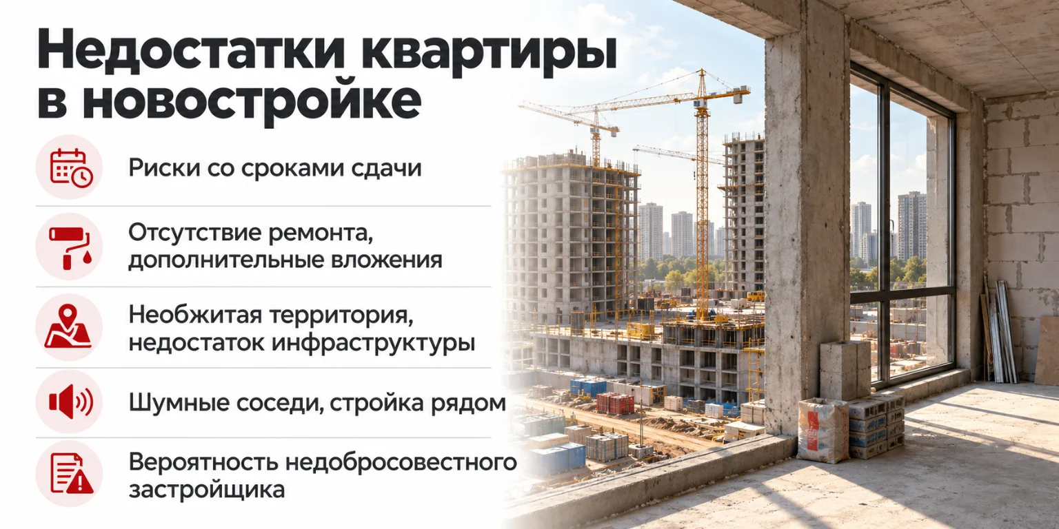 Инфографика: недостатки и риски новостройки