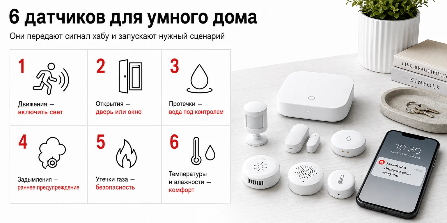 Инфографика: датчики умного дома