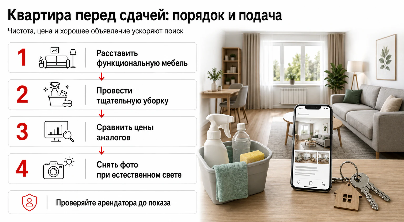 Инфографика: подготовка квартиры к сдаче и показу