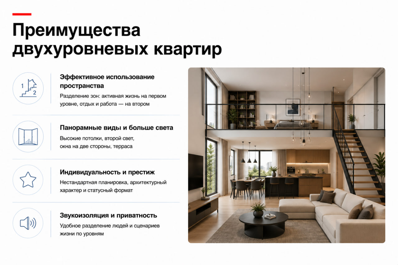 Преимущества двухуровневых квартир