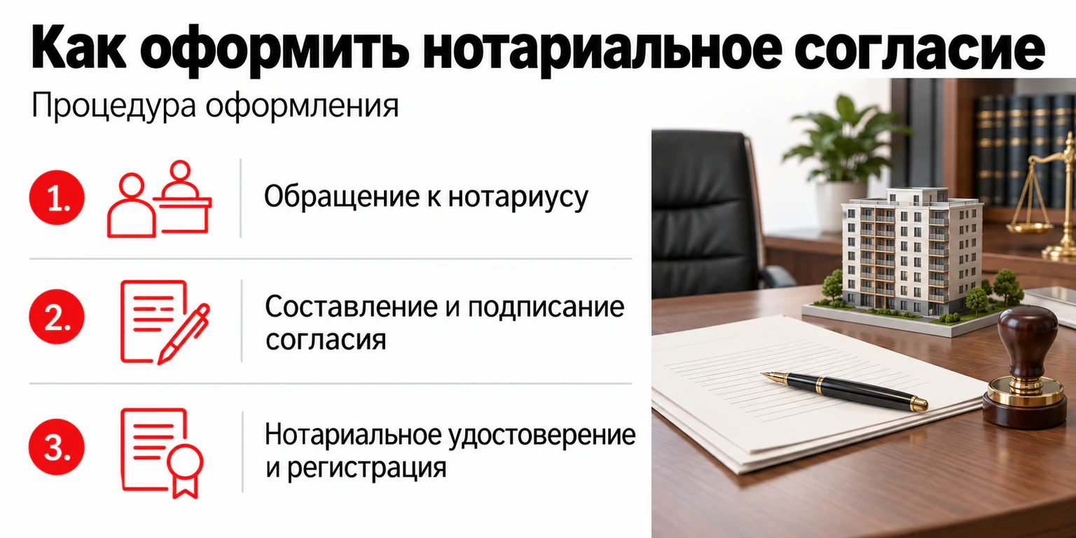Инфографика: порядок оформления нотариального согласия супруга