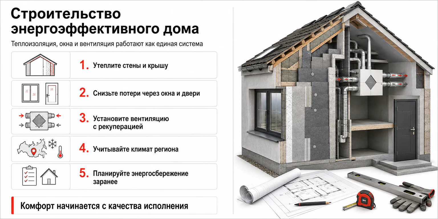 Инфографика: строительство энергоэффективного дома