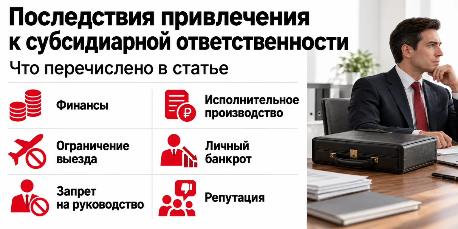 Инфографика: Последствия привлечения к субсидиарной ответственности