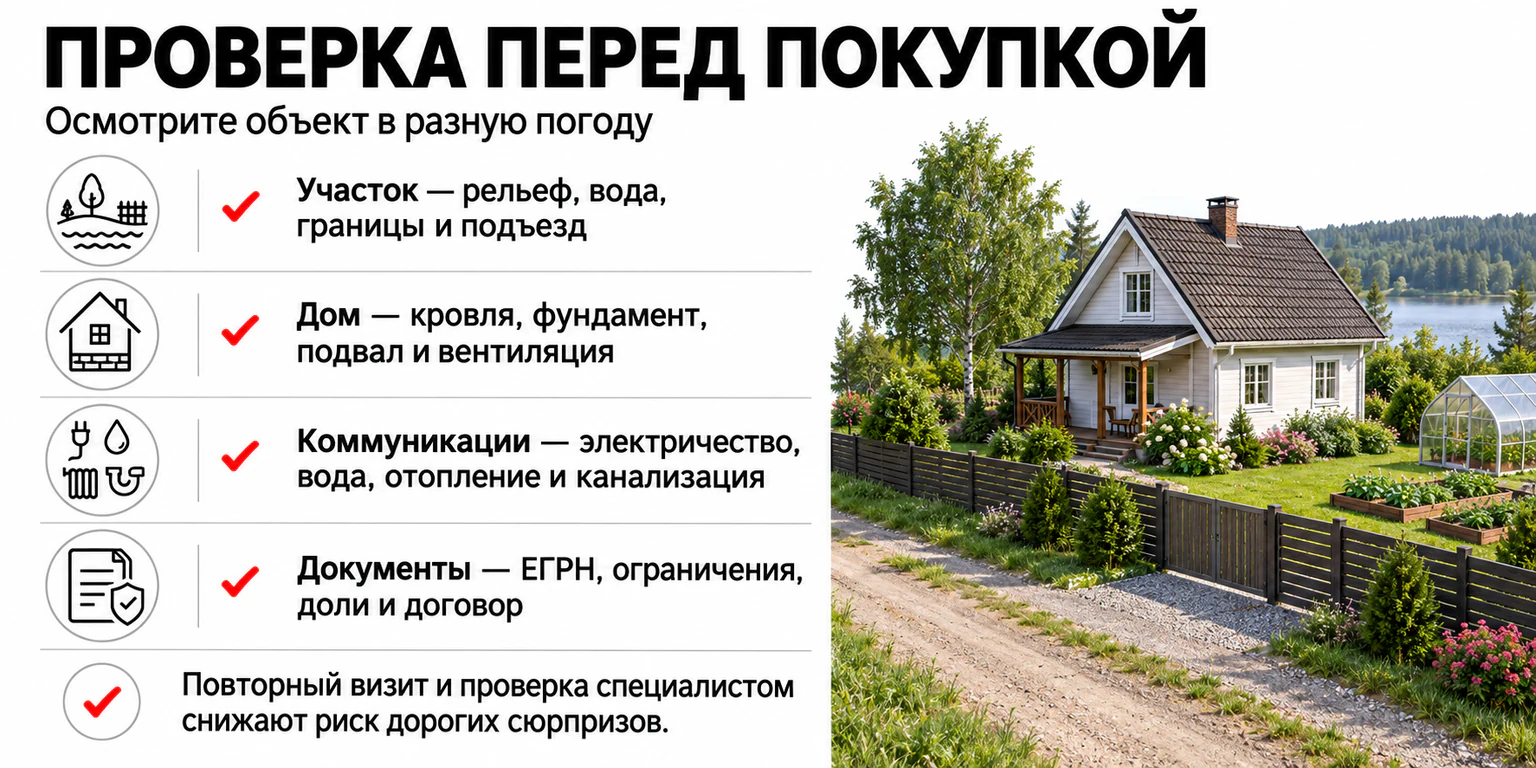 Проверка дачи перед покупкой: участок, дом, коммуникации и документы