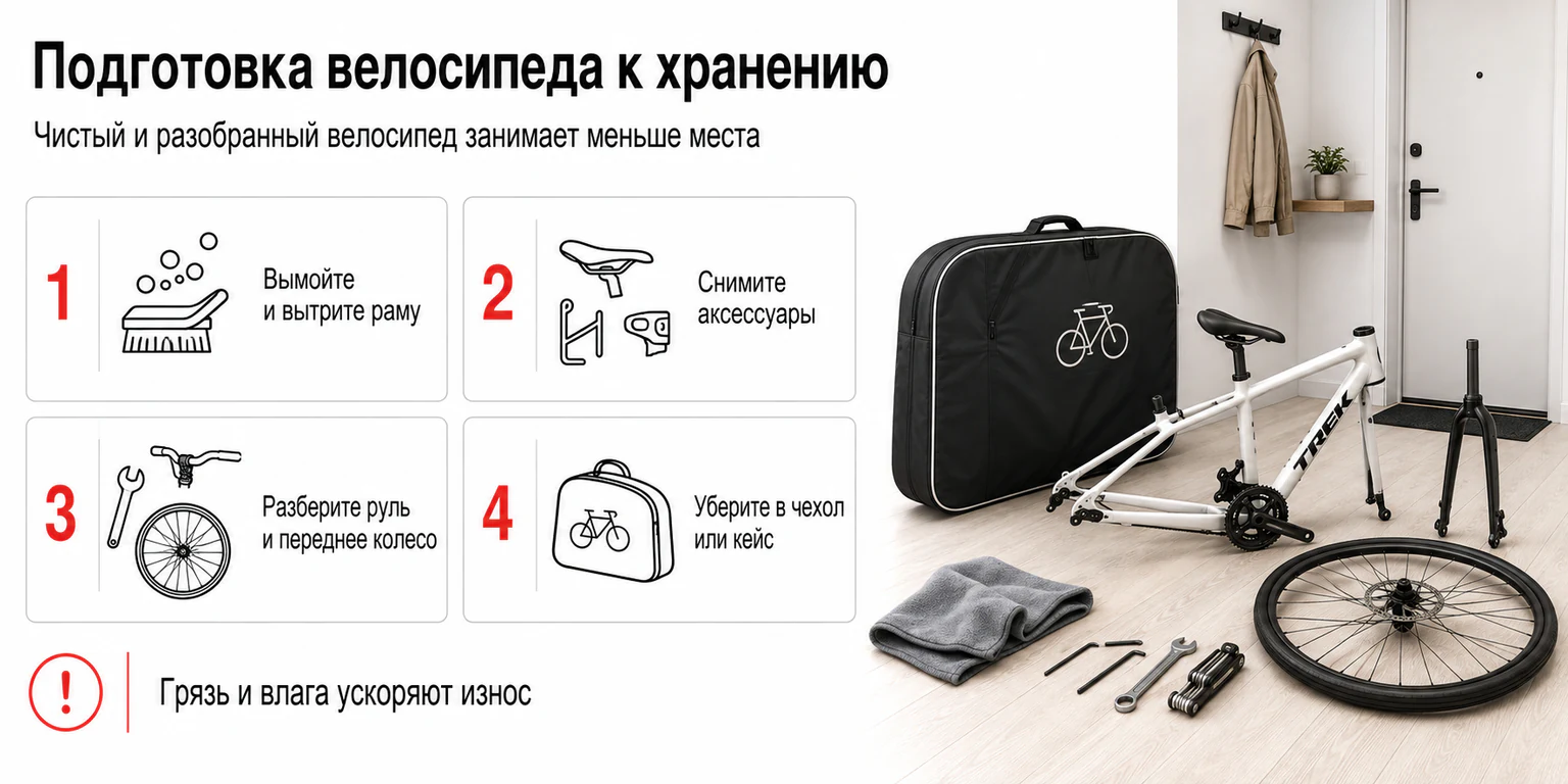 Инфографика: подготовка велосипеда к хранению
